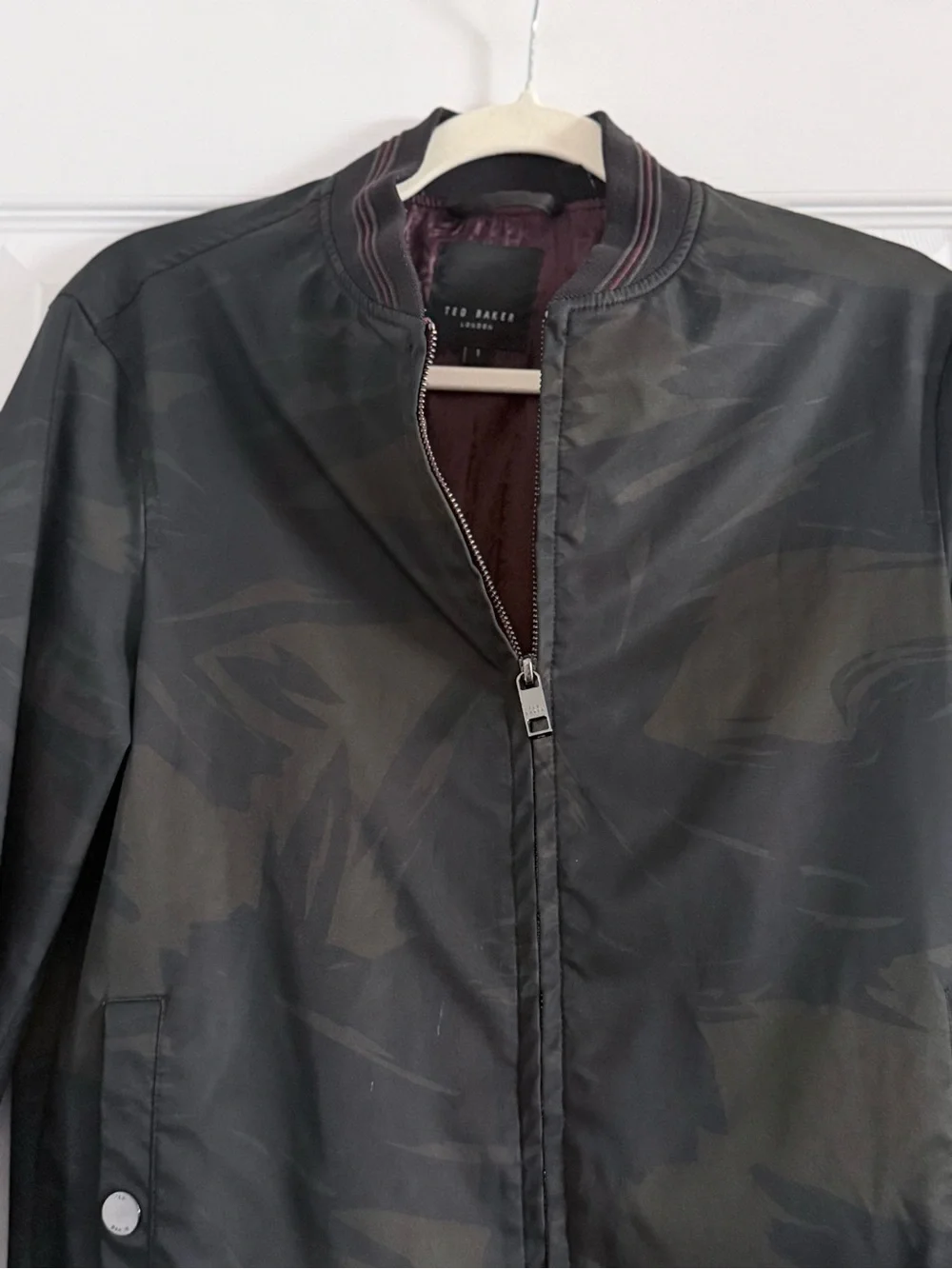 Ted Baker London Black Camouflage Bomber Jacket Sz 1